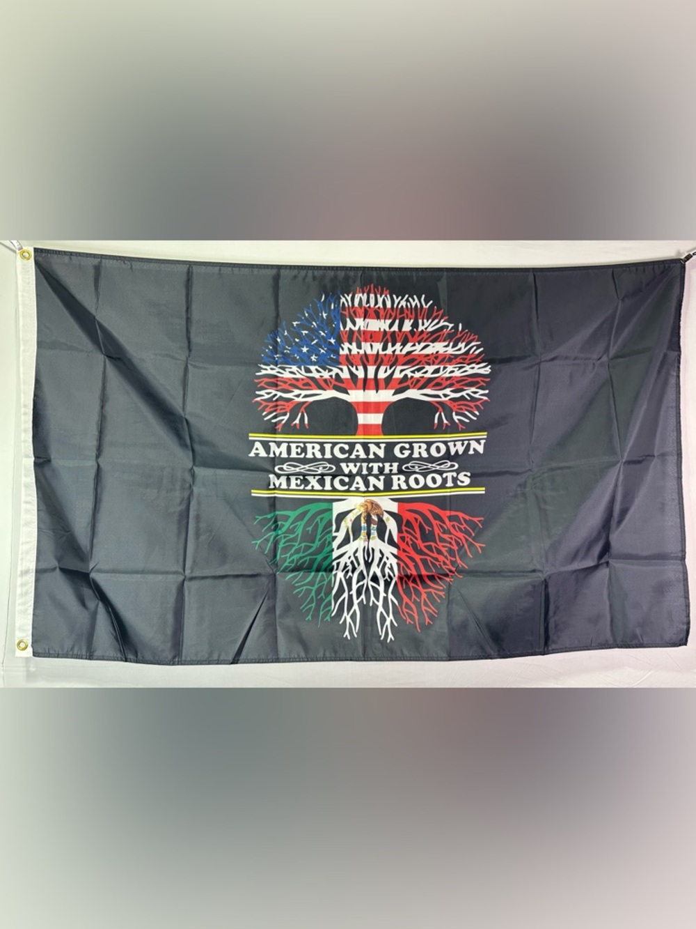 American Grown With Mexican Roots Flag 5x3Ft.